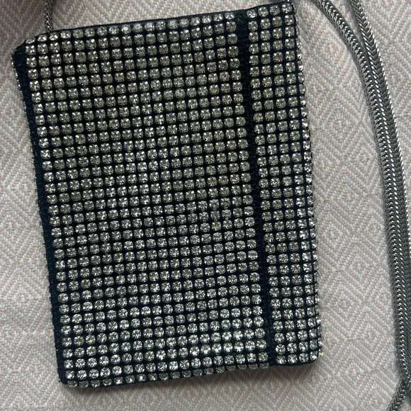 Olga Berg soft Silver rhinestones Crossbody Bag - Picture 2 of 3